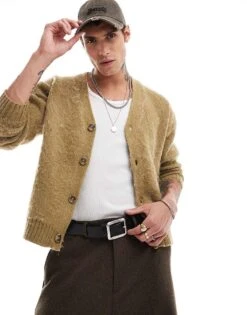 Cotton:On Cropped Cardigan In Beige For Men
