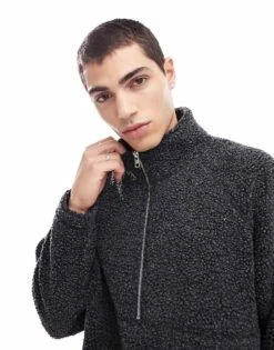 Cotton:On Teddy 1/2 Zip Fleece In Black For Men 9 Cotton:On Teddy 1/2 Zip Fleece In Black For Men -Cotton:On Sales Store 207390165 3