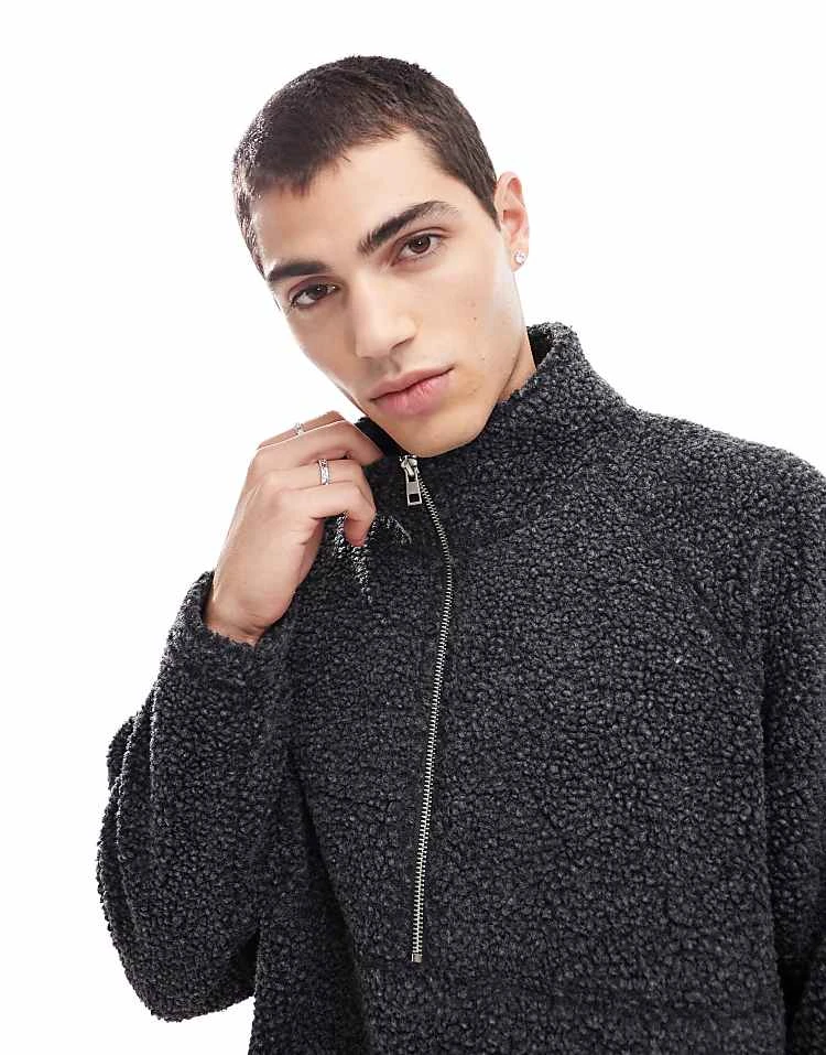 Cotton:On Teddy 1/2 Zip Fleece In Black For Men 5 Cotton:On Teddy 1/2 Zip Fleece In Black For Men - Image 3