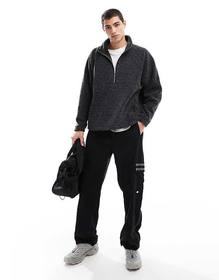 Cotton:On Teddy 1/2 Zip Fleece In Black For Men 6 Cotton:On Teddy 1/2 Zip Fleece In Black For Men - Image 4