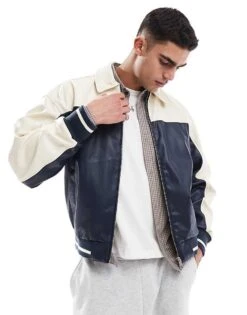 Cotton:On Faux Leather Western Jacket In Navy For Men -Cotton:On Sales Store 207456314 1 navy 1