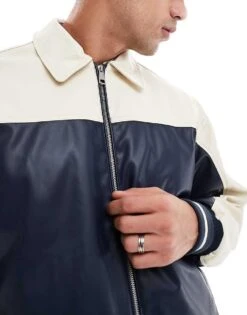 Cotton:On Faux Leather Western Jacket In Navy For Men -Cotton:On Sales Store 207456314 3