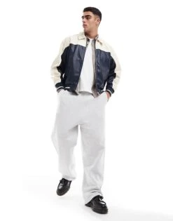 Cotton:On Faux Leather Western Jacket In Navy For Men -Cotton:On Sales Store 207456314 4