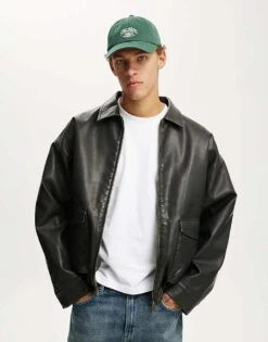 Cotton:On Faux Leather Bomber In Black For Men -Cotton:On Sales Store 207456338 1 black 1
