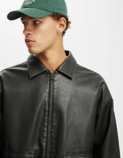 Cotton:On Faux Leather Bomber In Black For Men -Cotton:On Sales Store 207456338 3