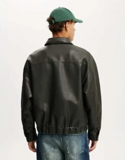 Cotton:On Faux Leather Bomber In Black For Men -Cotton:On Sales Store 207456338 4
