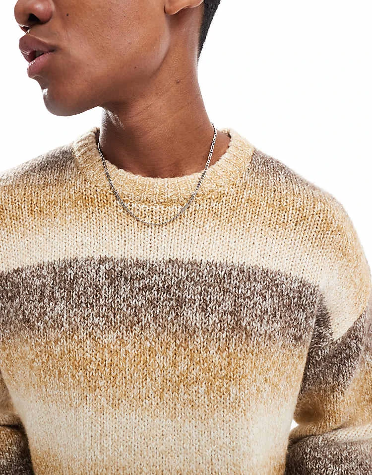 Cotton:On Ombre Crew Knit In Beige For Men 5 Cotton:On Ombre Crew Knit In Beige For Men - Image 3