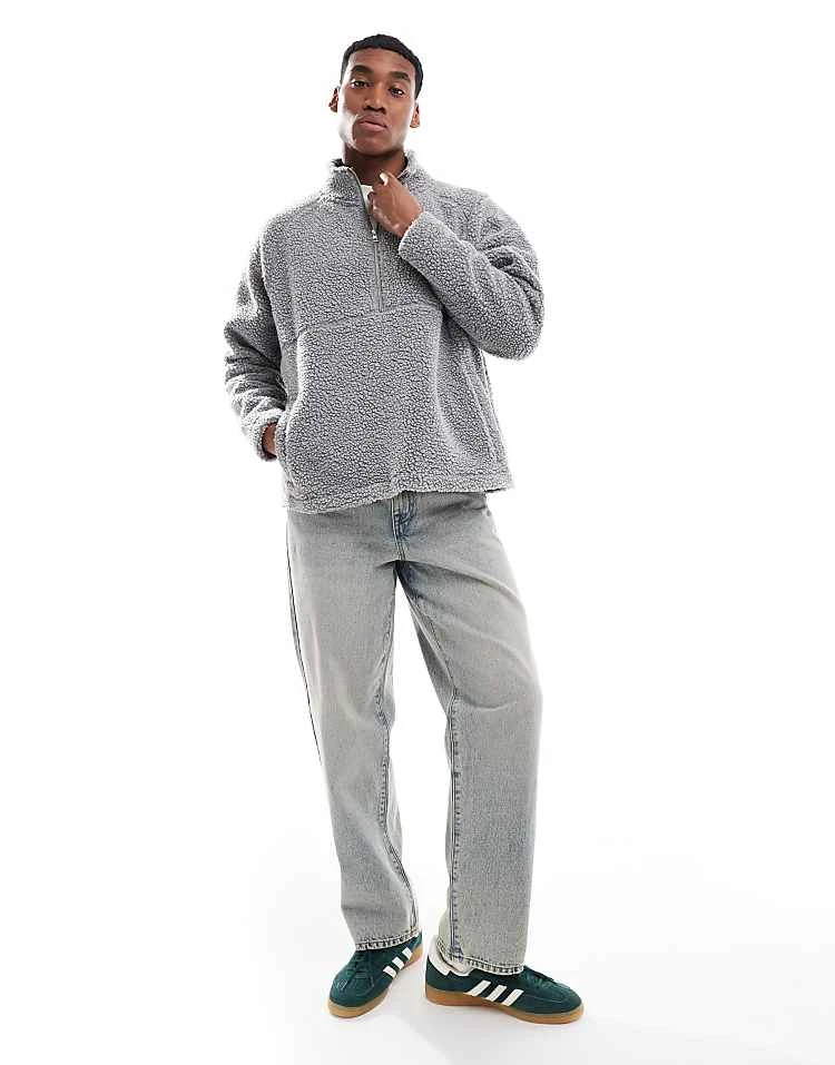 Cotton:On Teddy 1/2 Zip Fleece In Grey For Men 5 Cotton:On Teddy 1/2 Zip Fleece In Grey For Men - Image 3