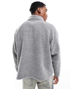 Cotton:On Teddy 1/2 Zip Fleece In Grey For Men 10 Cotton:On Teddy 1/2 Zip Fleece In Grey For Men -Cotton:On Sales Store 207484944 4