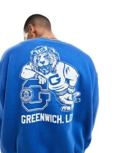 Cotton:On Box Fit Graphic Crew Sweater In Blue For Men 11 Cotton:On Box Fit Graphic Crew Sweater In Blue For Men -Cotton:On Sales Store 207484953 1 blue 1