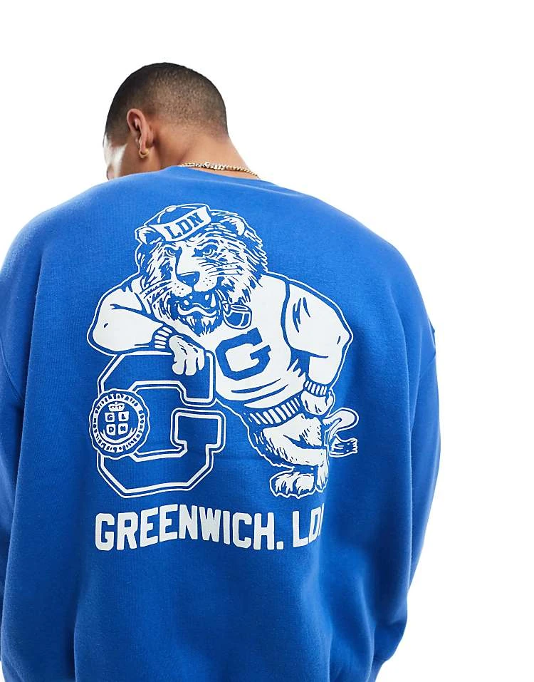 Cotton:On Box Fit Graphic Crew Sweater In Blue For Men 3 Cotton:On Box Fit Graphic Crew Sweater In Blue For Men