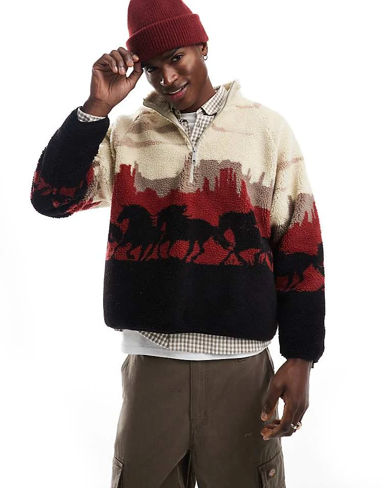 Cotton:On Teddy 1/2 Zip Fleece In Multi For Men 3 Cotton:On Teddy 1/2 Zip Fleece In Multi For Men