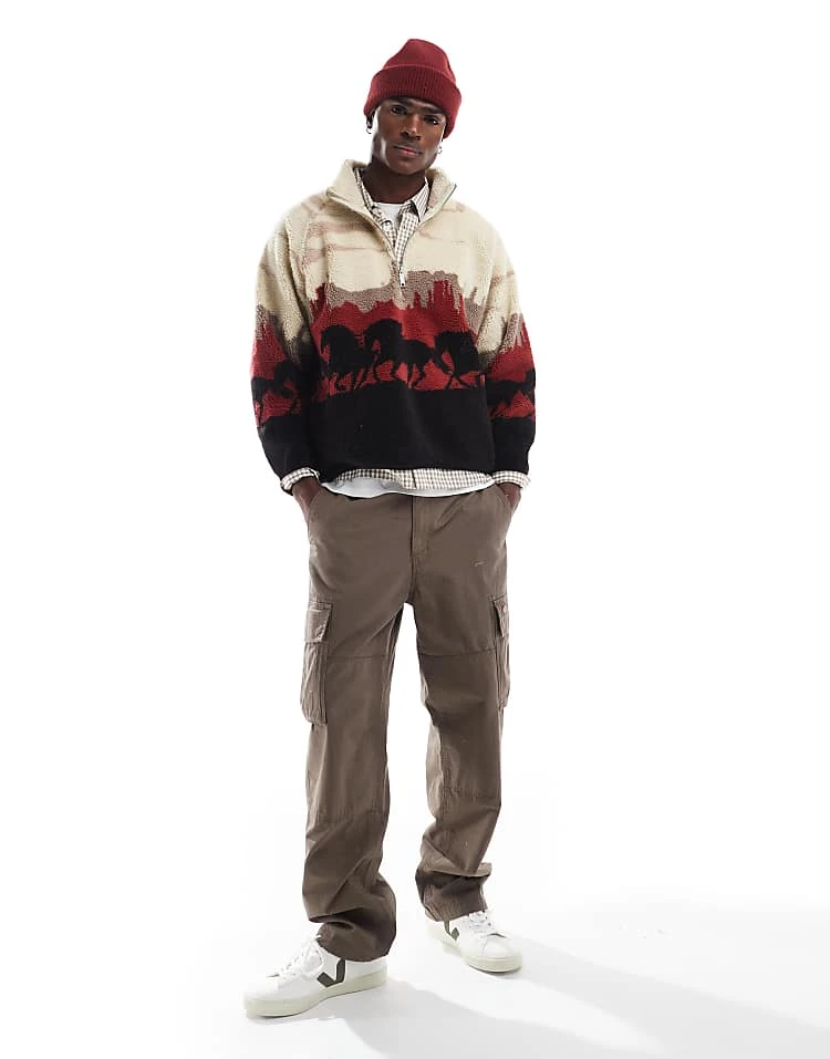 Cotton:On Teddy 1/2 Zip Fleece In Multi For Men 5 Cotton:On Teddy 1/2 Zip Fleece In Multi For Men - Image 3