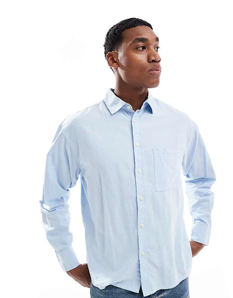 Cotton:On Cropped Oxford Long Sleeve Shirt In Light/pastel Blue For Men 3 Cotton:On Cropped Oxford Long Sleeve Shirt In Light/pastel Blue For Men