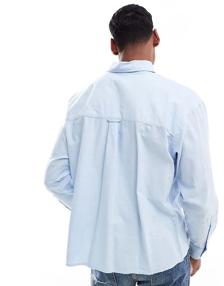 Cotton:On Cropped Oxford Long Sleeve Shirt In Light/pastel Blue For Men 5 Cotton:On Cropped Oxford Long Sleeve Shirt In Light/pastel Blue For Men - Image 3