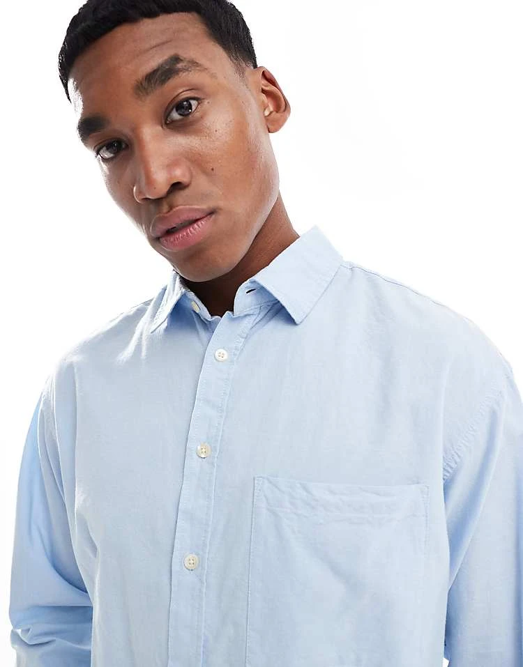 Cotton:On Cropped Oxford Long Sleeve Shirt In Light/pastel Blue For Men 6 Cotton:On Cropped Oxford Long Sleeve Shirt In Light/pastel Blue For Men - Image 4