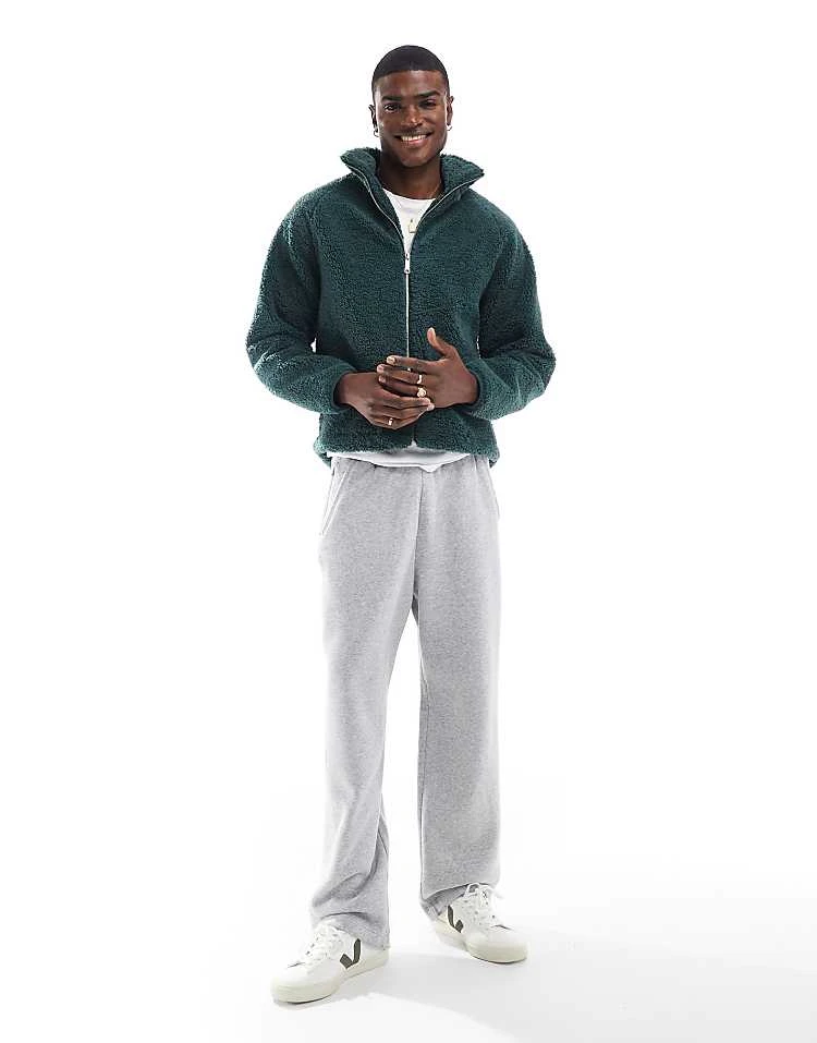 Cotton:On Teddy Zip Through Jacket In Green For Men 3 Cotton:On Teddy Zip Through Jacket In Green For Men