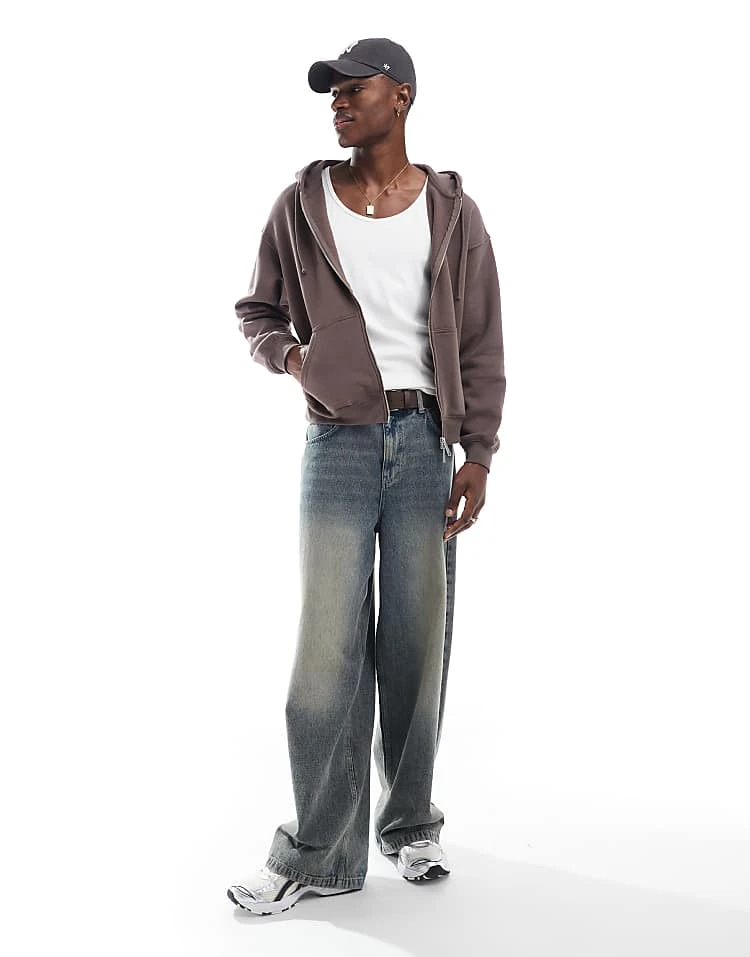 Cotton:On Box Fit Zip Up Hoodie In Brown For Men 4 Cotton:On Box Fit Zip Up Hoodie In Brown For Men - Image 2