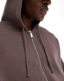 Cotton:On Box Fit Zip Up Hoodie In Brown For Men 10 Cotton:On Box Fit Zip Up Hoodie In Brown For Men -Cotton:On Sales Store 207522192 4