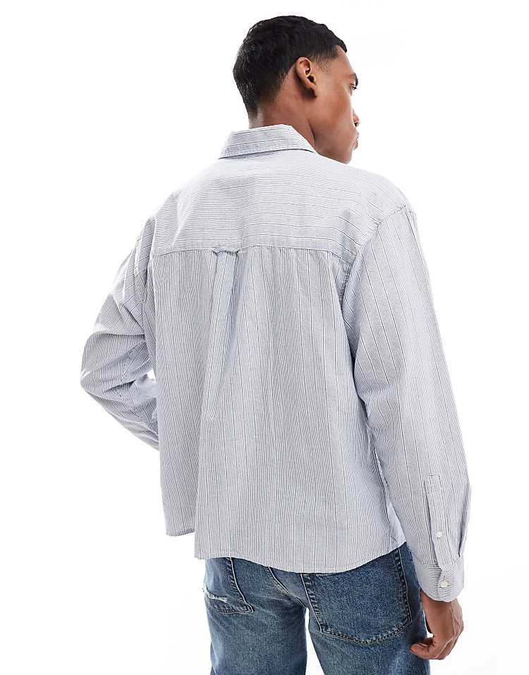 Cotton:On Cropped Oxford Long Sleeve Shirt In Blue For Men 6 Cotton:On Cropped Oxford Long Sleeve Shirt In Blue For Men - Image 4