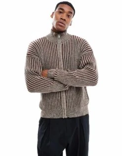 Cotton:On Zip Through Knit In Brown For Men -Cotton:On Sales Store 207545432 1 brown 1