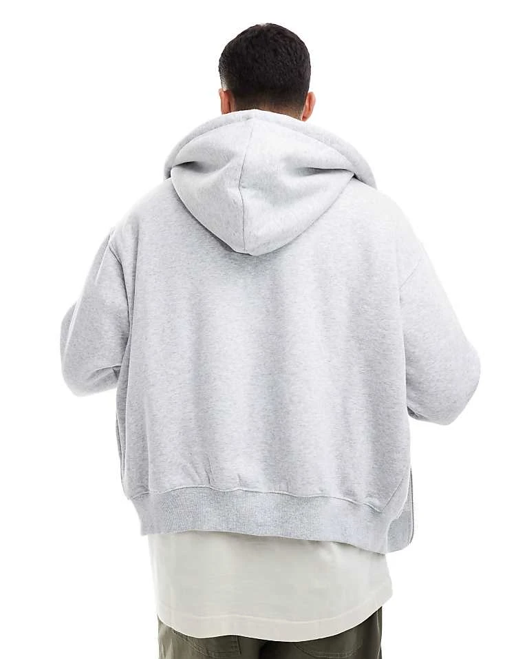 Cotton:On Cotton On Box Fit Zip Up Hoodie In Grey Marle For Men 3 Cotton:On Cotton On Box Fit Zip Up Hoodie In Grey Marle For Men - Image 2
