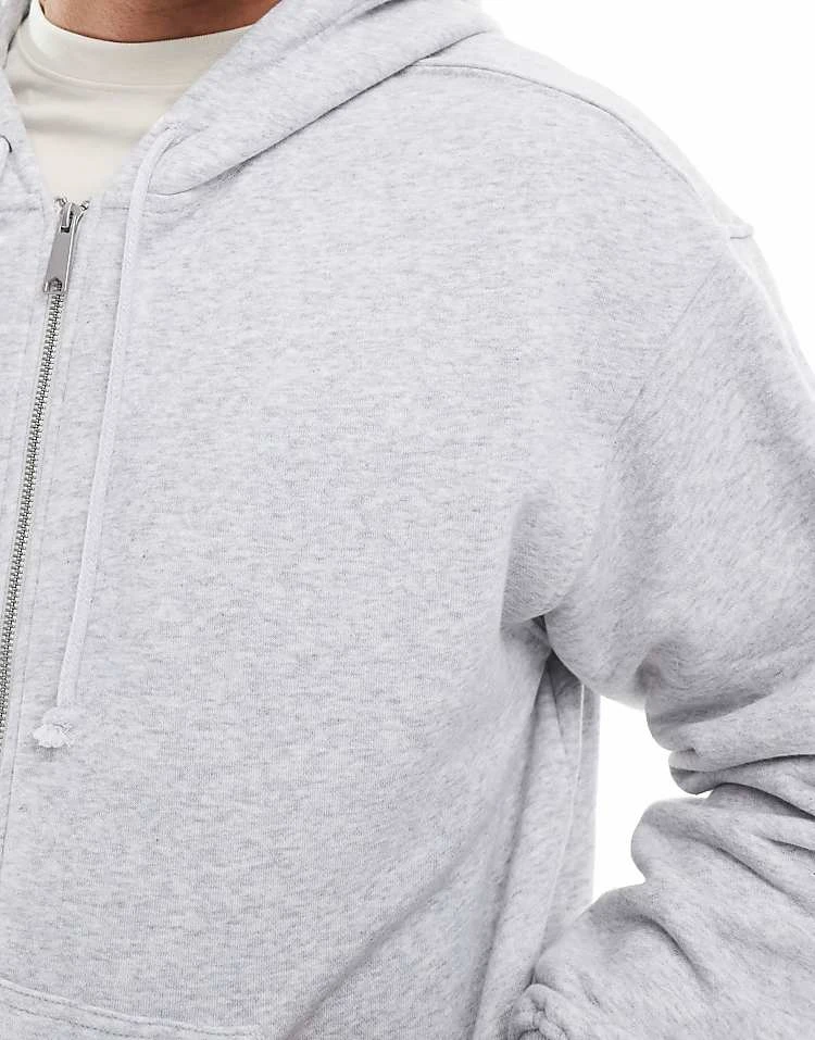 Cotton:On Cotton On Box Fit Zip Up Hoodie In Grey Marle For Men 5 Cotton:On Cotton On Box Fit Zip Up Hoodie In Grey Marle For Men - Image 4
