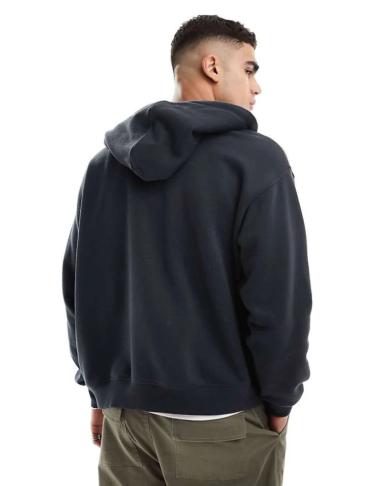 Cotton:On Cotton On Box Fit Zip Up Hoodie In Black For Men Washed Black 5 Cotton:On Cotton On Box Fit Zip Up Hoodie In Black For Men Washed Black - Image 3