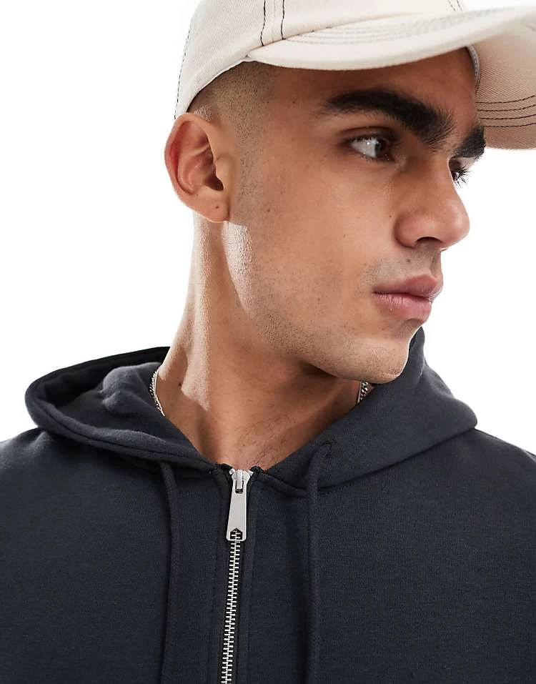 Cotton:On Cotton On Box Fit Zip Up Hoodie In Black For Men Washed Black 6 Cotton:On Cotton On Box Fit Zip Up Hoodie In Black For Men Washed Black - Image 4