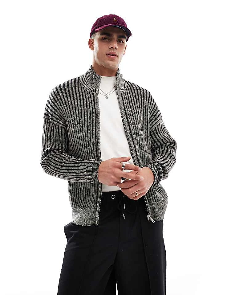 Cotton:On Cotton On Zip Through Knit In Black For Men 4 Cotton:On Cotton On Zip Through Knit In Black For Men - Image 2