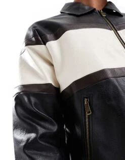 Cotton:On Cotton On Joey Faux Leather Jacket In Black And White For Men -Cotton:On Sales Store 207566772 3