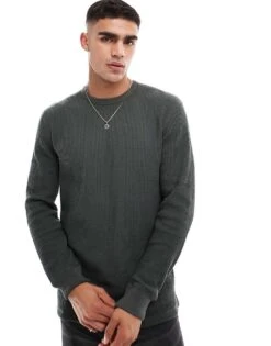 Cotton:On Cotton On Chunky Waffle Long Sleeve T-shirt In Army Green For Men Army Army