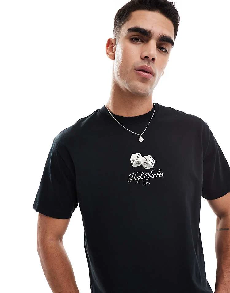 Cotton:On Cotton On Loose Fit Art T-shirt With Dice Graphic In Black For Men 7 Cotton:On Cotton On Loose Fit Art T-shirt With Dice Graphic In Black For Men - Image 5