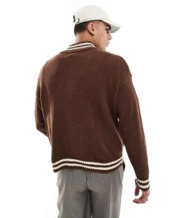 Cotton:On Cotton On Zip Through Knit In Chocolate For Men 9 Cotton:On Cotton On Zip Through Knit In Chocolate For Men -Cotton:On Sales Store 207566943 3