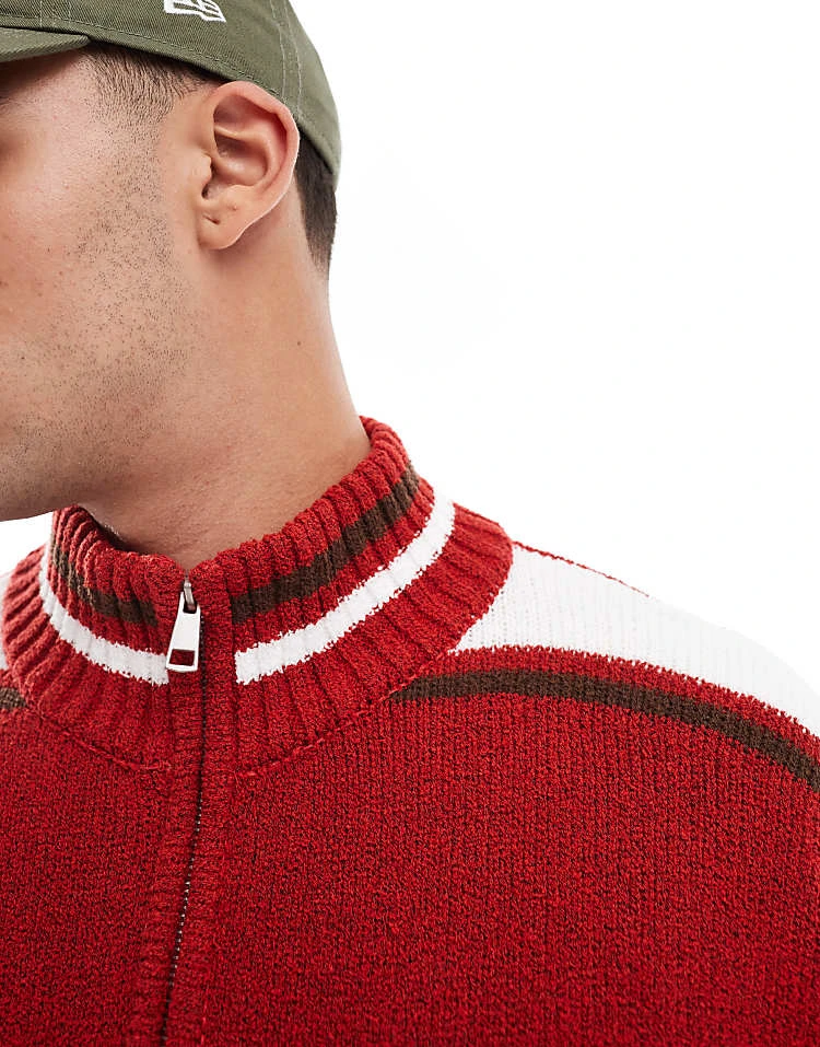 Cotton:On Cotton On Zip Through Knit Scarlet Red For Men 4 Cotton:On Cotton On Zip Through Knit Scarlet Red For Men - Image 2