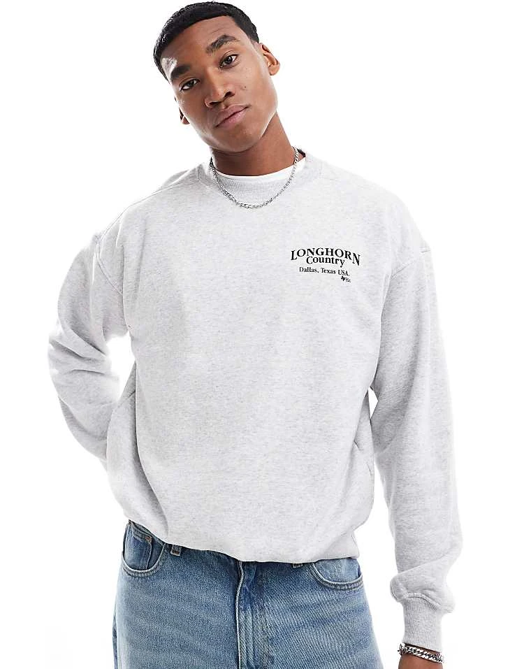 Cotton:On Cotton On Box Fit Sweater With Country Star Graphic In Grey Marle For Men Multi 4 Cotton:On Cotton On Box Fit Sweater With Country Star Graphic In Grey Marle For Men Multi - Image 2