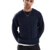 Cotton:On Cable Knit Crew In Navy For Men 2 Cotton:On Cable Knit Crew In Navy For Men -Cotton:On Sales Store 207598079 1 navy