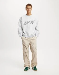 Cotton:On Box Fit Graphic Crew Sweater In Grey For Men -Cotton:On Sales Store 207626087 4