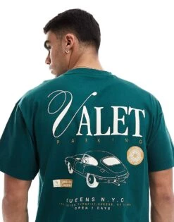 Cotton:On Box Fit Graphic T-shirt In Green For Men