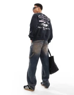 Cotton:On Box Fit Graphic Crew Sweater In Washed Black/ Pro-am For Men 9 Cotton:On Box Fit Graphic Crew Sweater In Washed Black/ Pro-am For Men -Cotton:On Sales Store 208292979 3