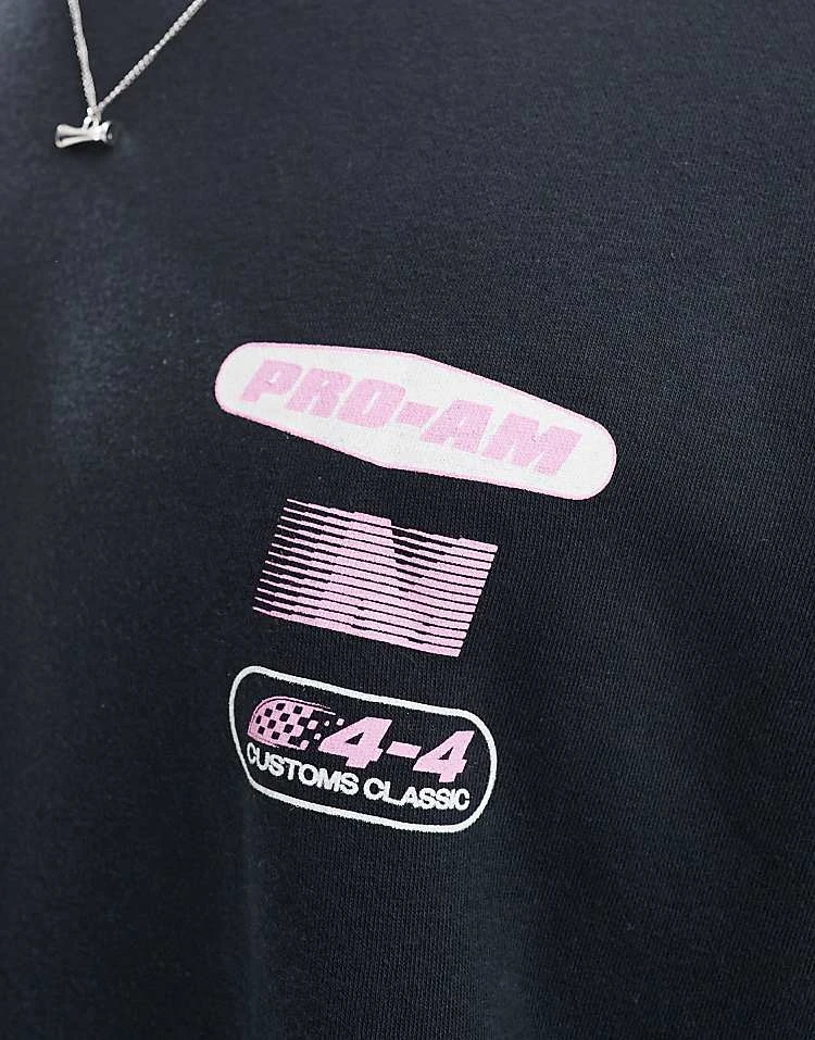 Cotton:On Box Fit Graphic Crew Sweater In Washed Black/ Pro-am For Men 6 Cotton:On Box Fit Graphic Crew Sweater In Washed Black/ Pro-am For Men - Image 4