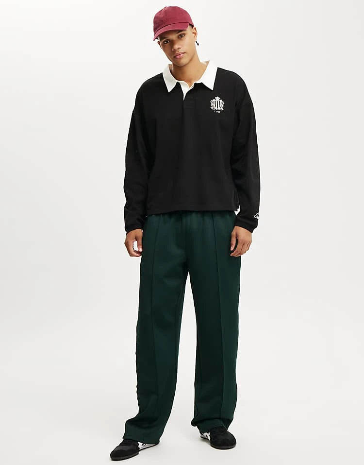 Cotton:On Cropped Fit Rugby Polo In Black For Men 4 Cotton:On Cropped Fit Rugby Polo In Black For Men - Image 2